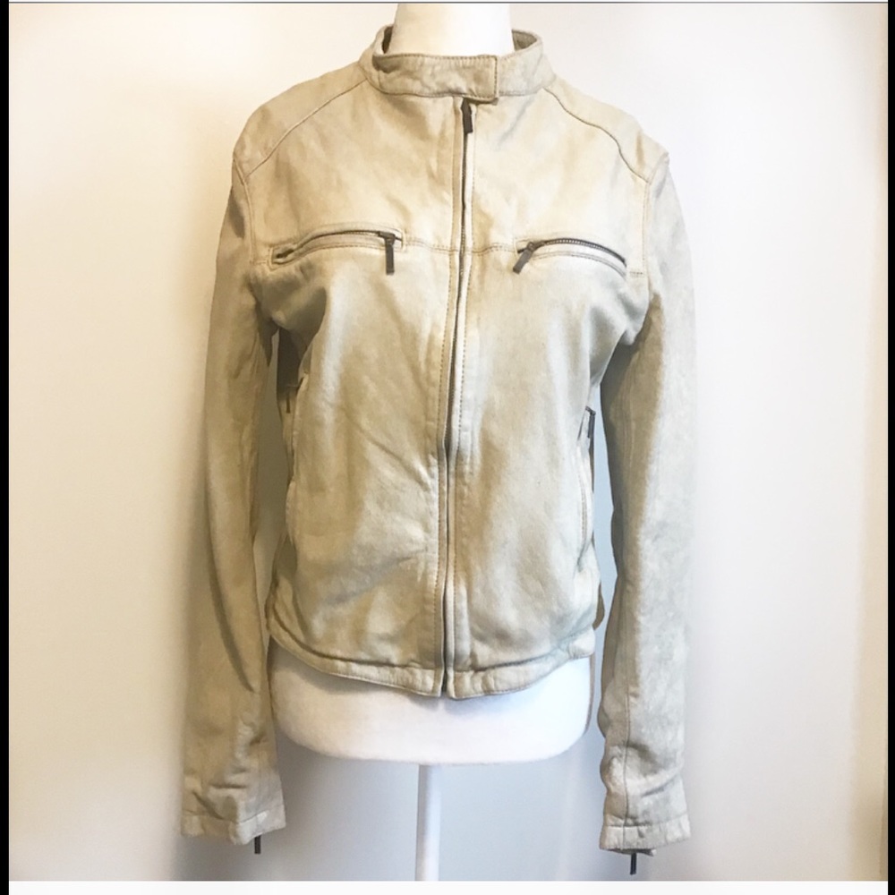 Vintage Distressed Leather Moto Jacket Express